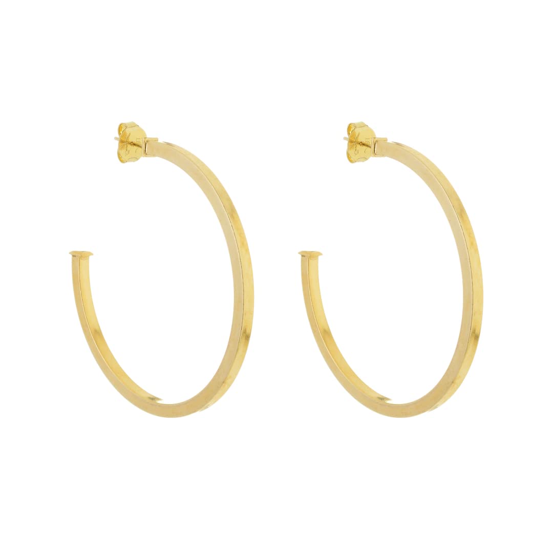 Gold Plated Hoop Earrings in Square Silhouette