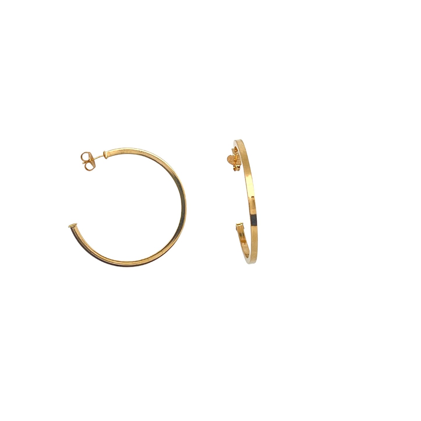 Gold Plated Hoop Earrings in Square Silhouette