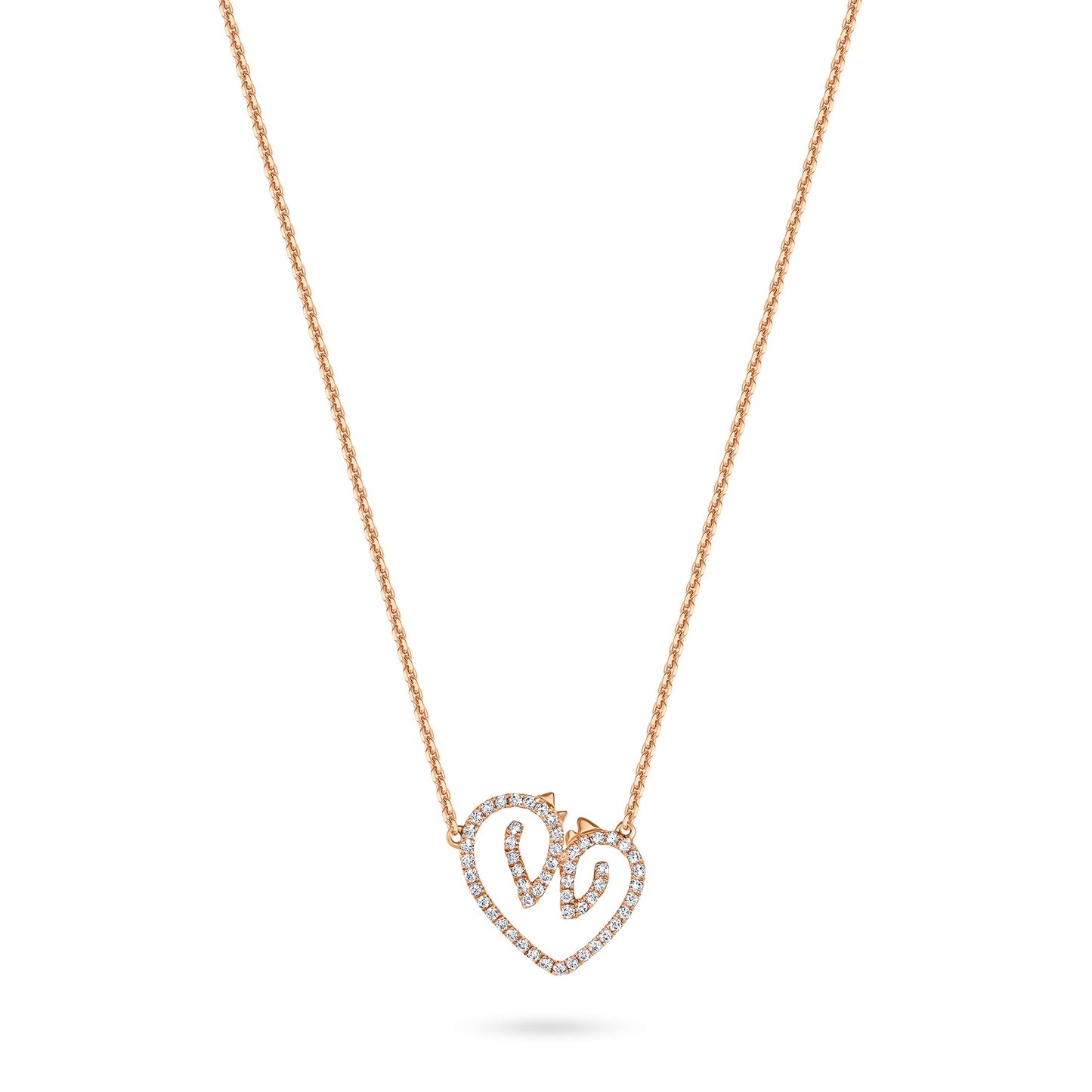 18KT "Horse Luv" Heart Pendant Necklace - GH-VS Adjustable 16"+ 2" Link Chain with Lobster Claw Closure. Choice of metal color, pendant size and with/without diamonds 1/4CTW.