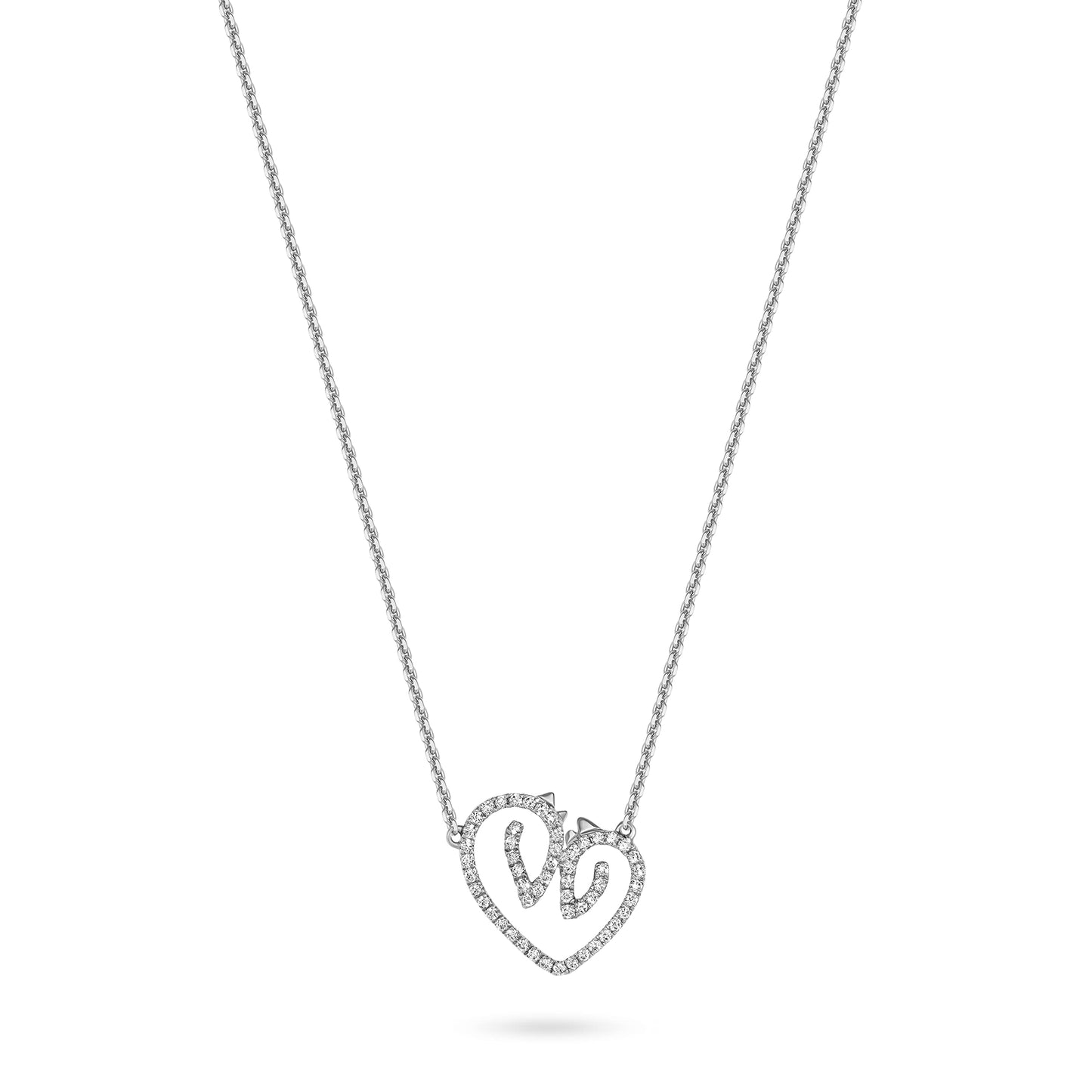 18KT "Horse Luv" Heart Pendant Necklace - GH-VS Adjustable 16"+ 2" Link Chain with Lobster Claw Closure. Choice of metal color, pendant size and with/without diamonds 1/4CTW.