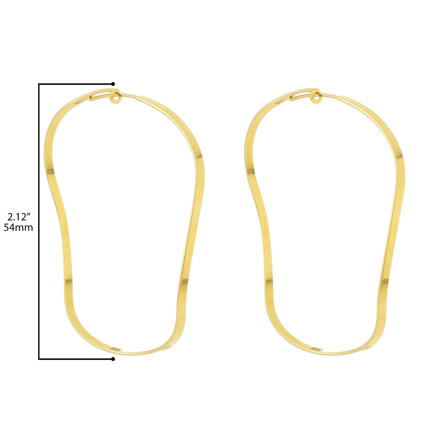 Gold Plated Wavy/Ribbon Hoops - Choice of Sizes