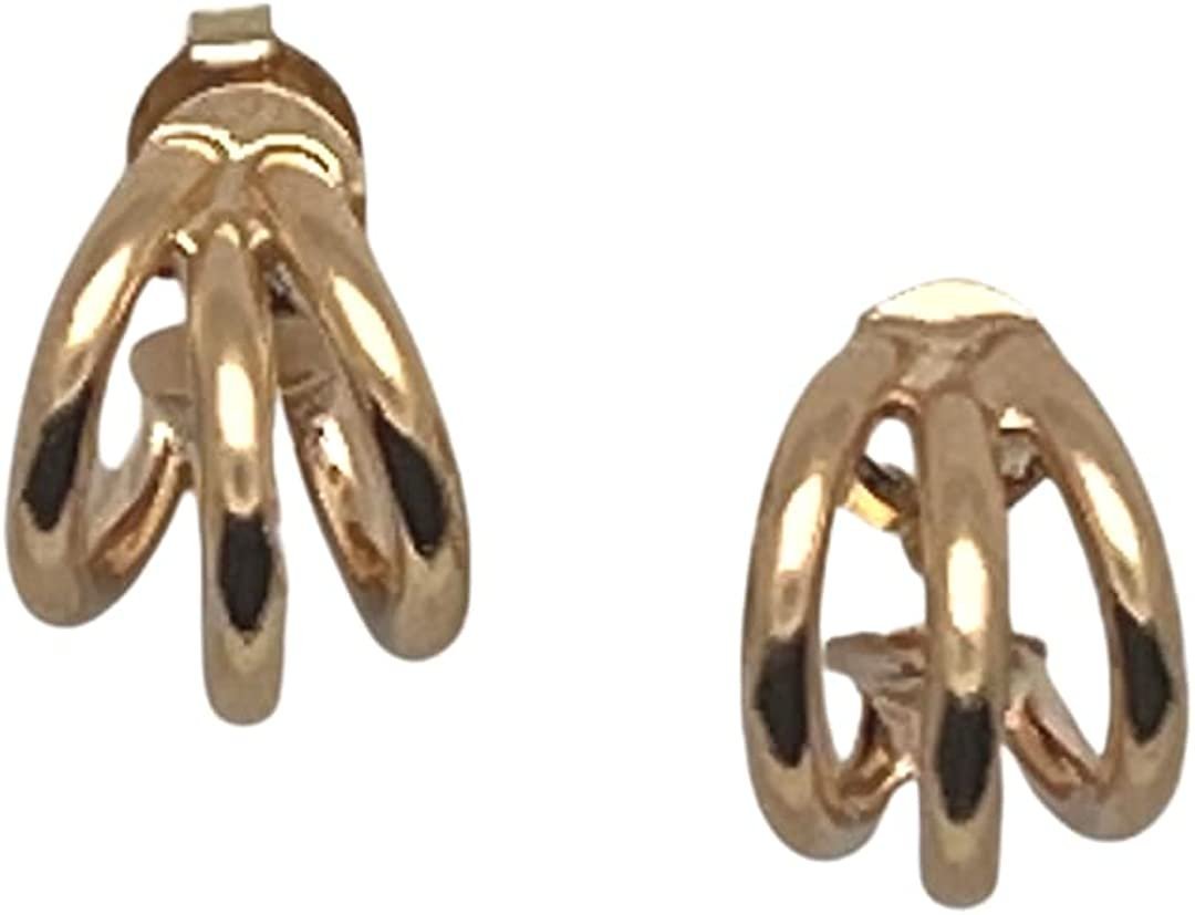 Gold Plated Triple Shiny Loop Earrings Thciker Diameter