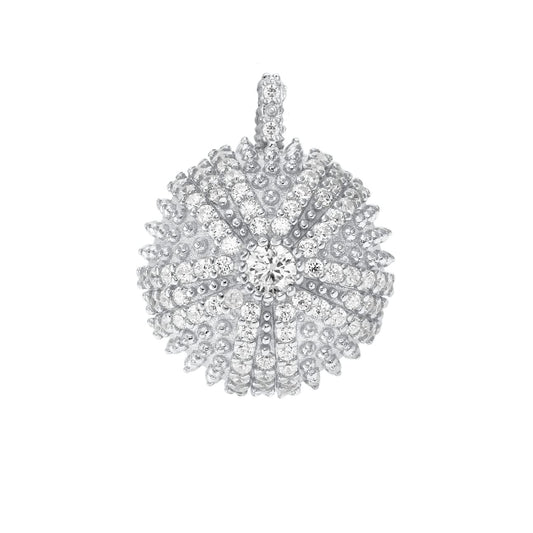 .925 Sterling Silver Cubic Zirconia 7/8" Round Domed Mini Sea Urchin Cocktail Pendant Charm by Pharaoun - Choice of Color