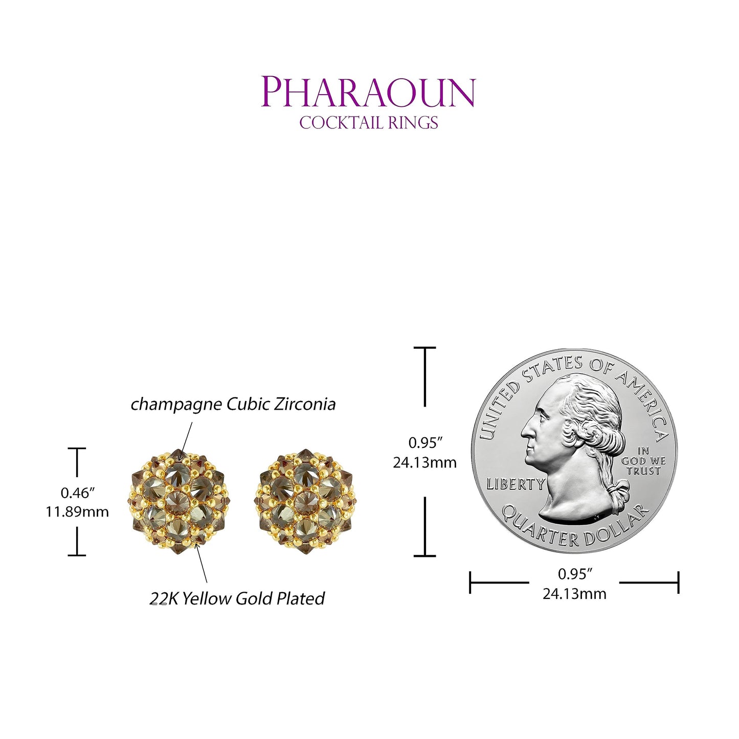 Pharaoun Perfect Bonbon Stud Earrings Collection. Choice of Stone Color and Metal