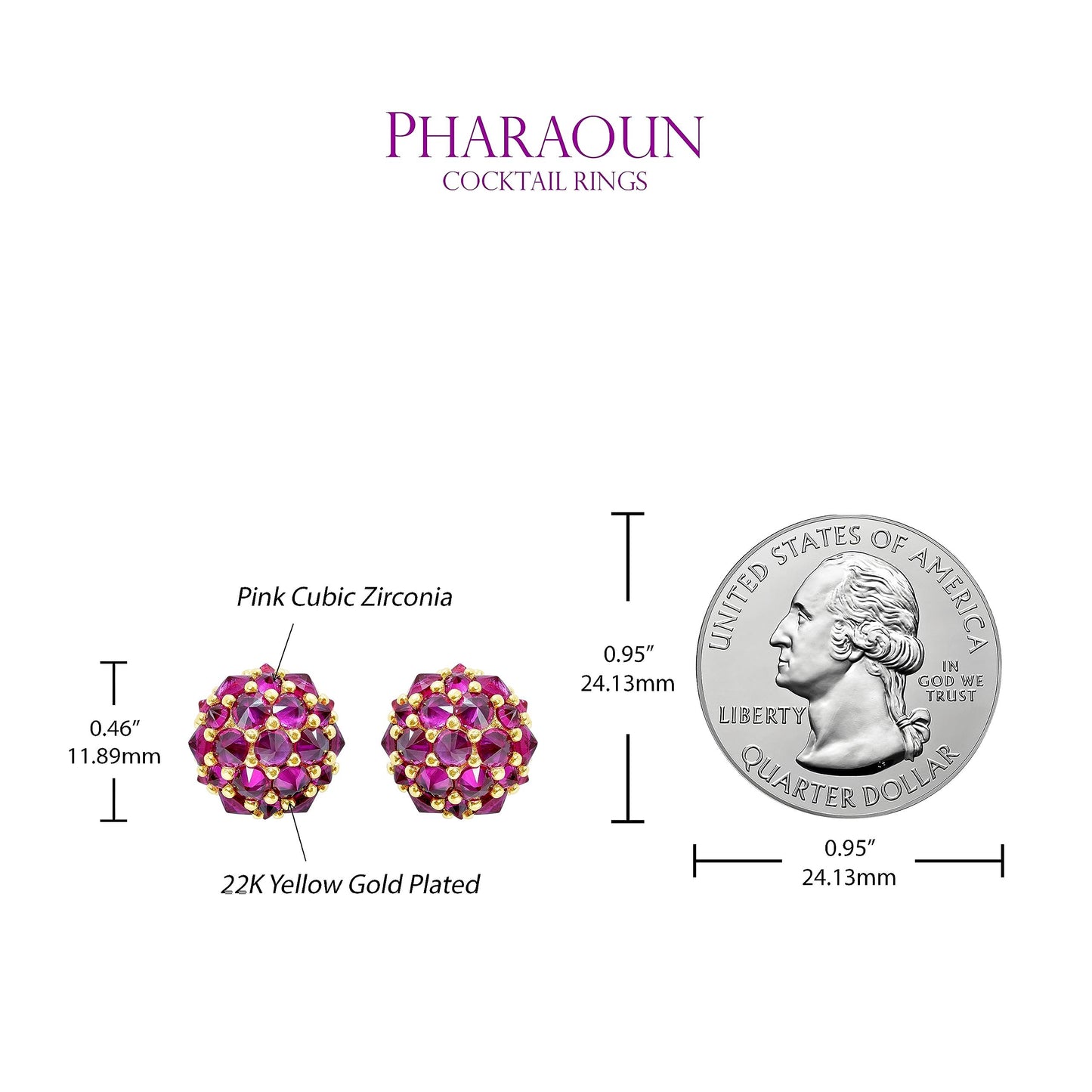 Pharaoun Perfect Bonbon Stud Earrings Collection. Choice of Stone Color and Metal