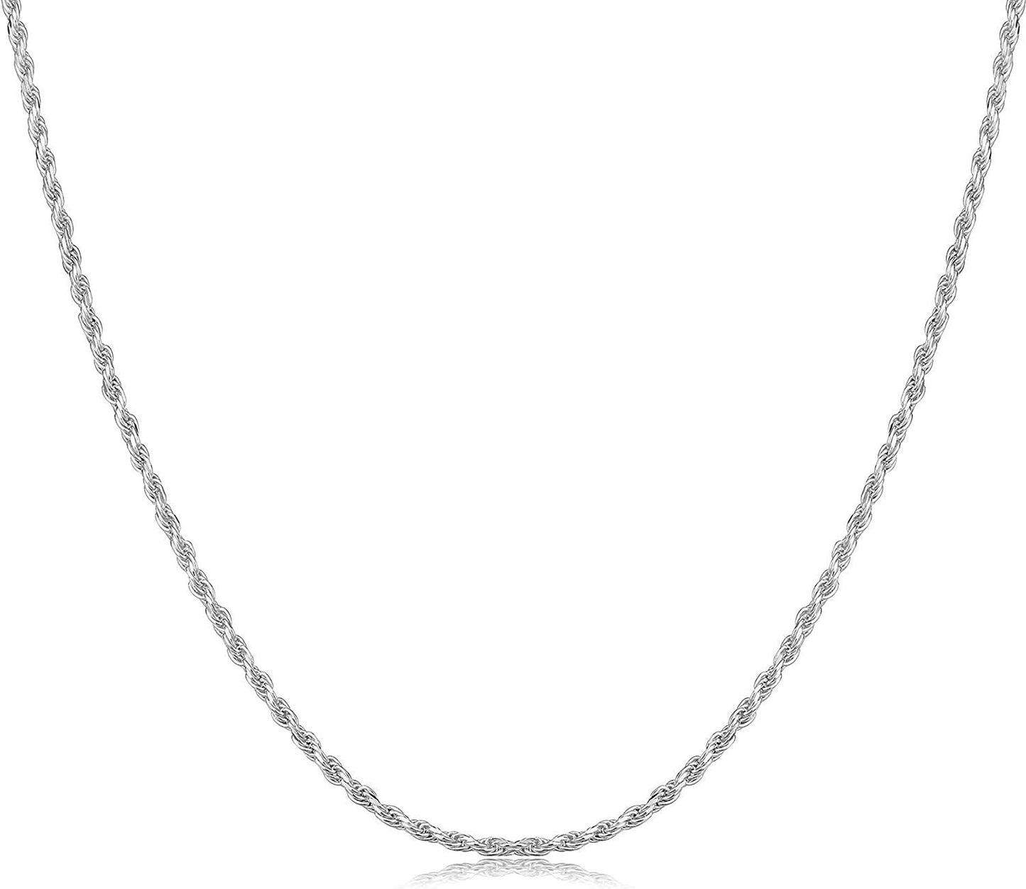 .925 Sterling Silver Rope Chain - Choice of Metal Colors and Necklace Length