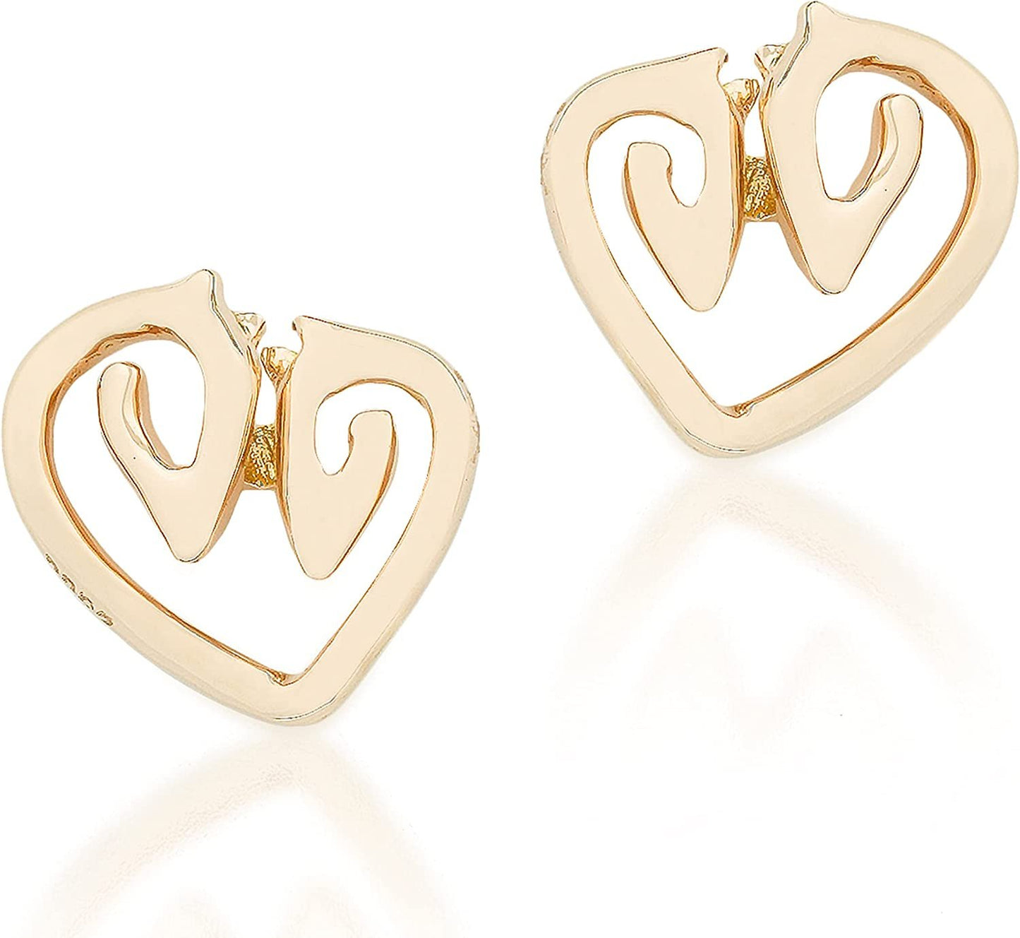 18KT "Horse Luv" 10MM Heart Stud Earrings in Choice of Metal