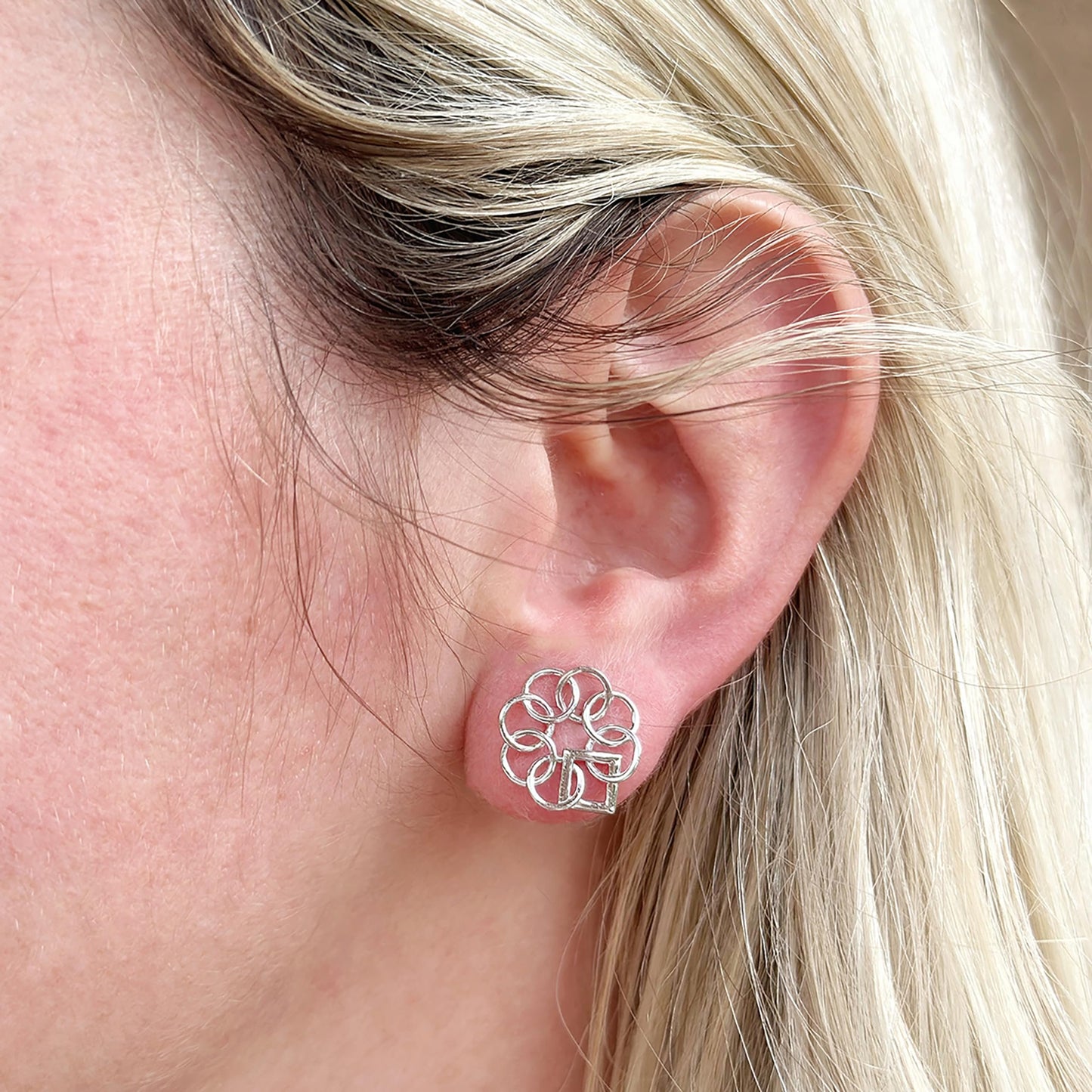 Embrace The Difference Linear .925 Sterling Silver Designed to Be Kind Emblem 21MM Post Earrings