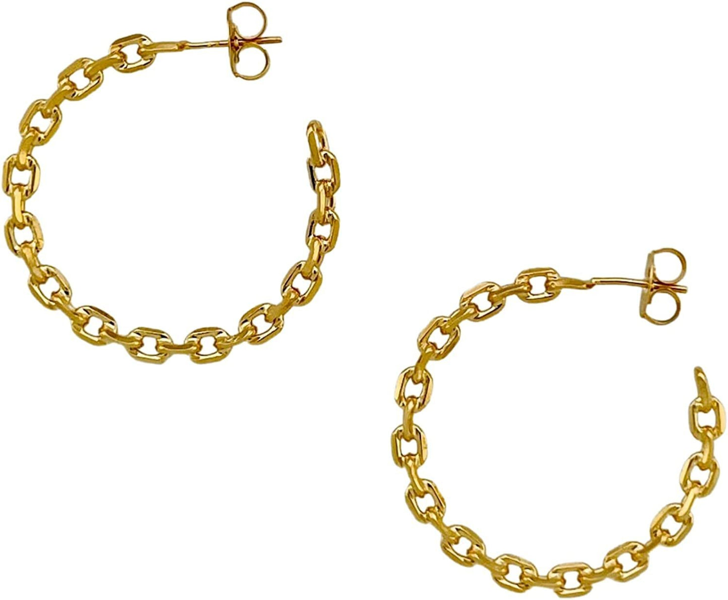 Gold Plated Large Link Chain Hoop