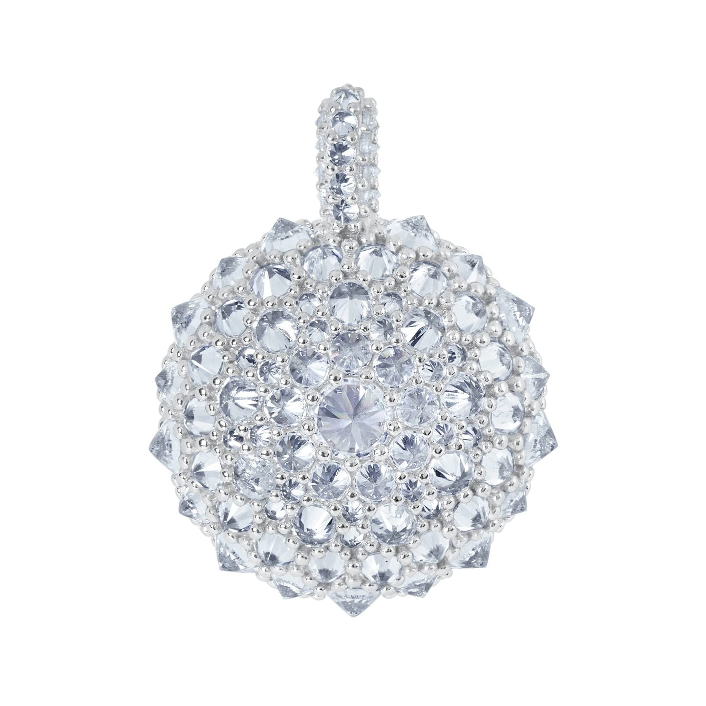 .925 Sterling Silver White Cubic Zirconia 1” Disco Petit Bonbon Cocktail Charm Pendant - Choice of Metal Color