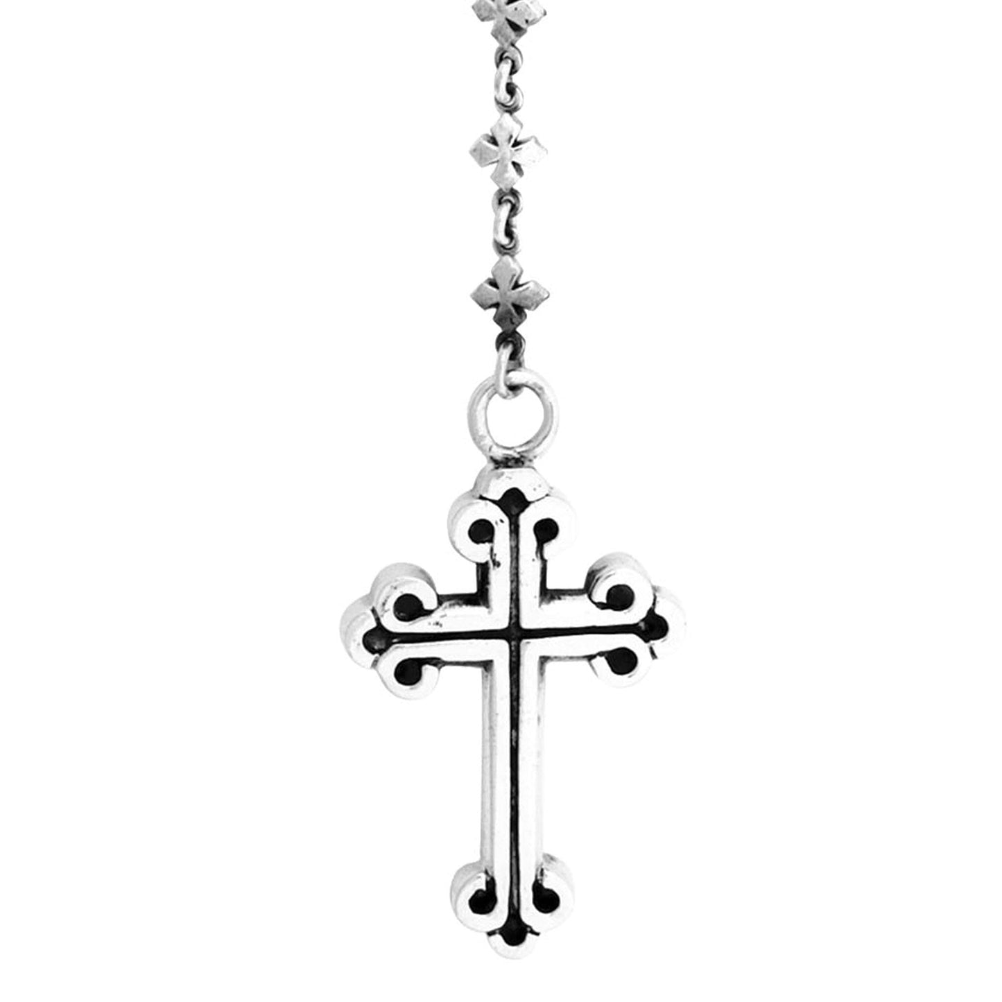 King Baby .925 Sterling Silver Mitchell Binder Signature Cross & Skull Rosary 30” Necklace