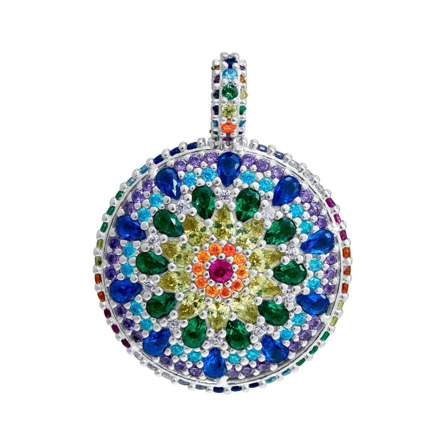 .925 Sterling Silver 1" Mini Mandala Pendant Charm - Choice of Metal and Color