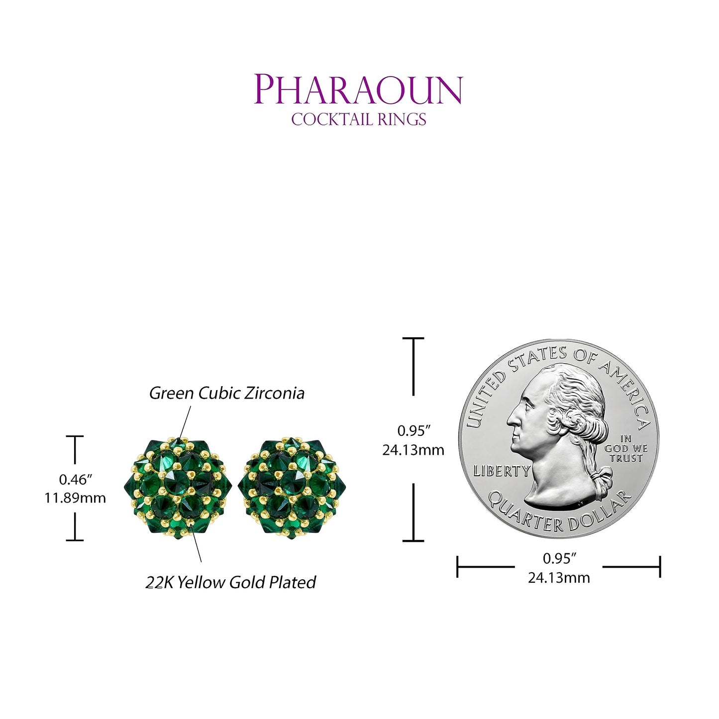 Pharaoun Perfect Bonbon Stud Earrings Collection. Choice of Stone Color and Metal