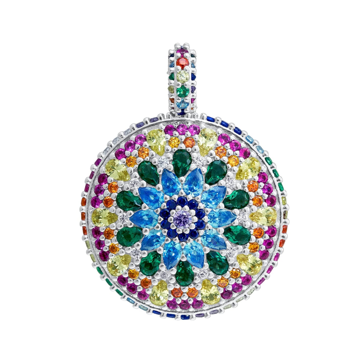 .925 Sterling Silver 1" Mini Mandala Pendant Charm - Choice of Metal and Color