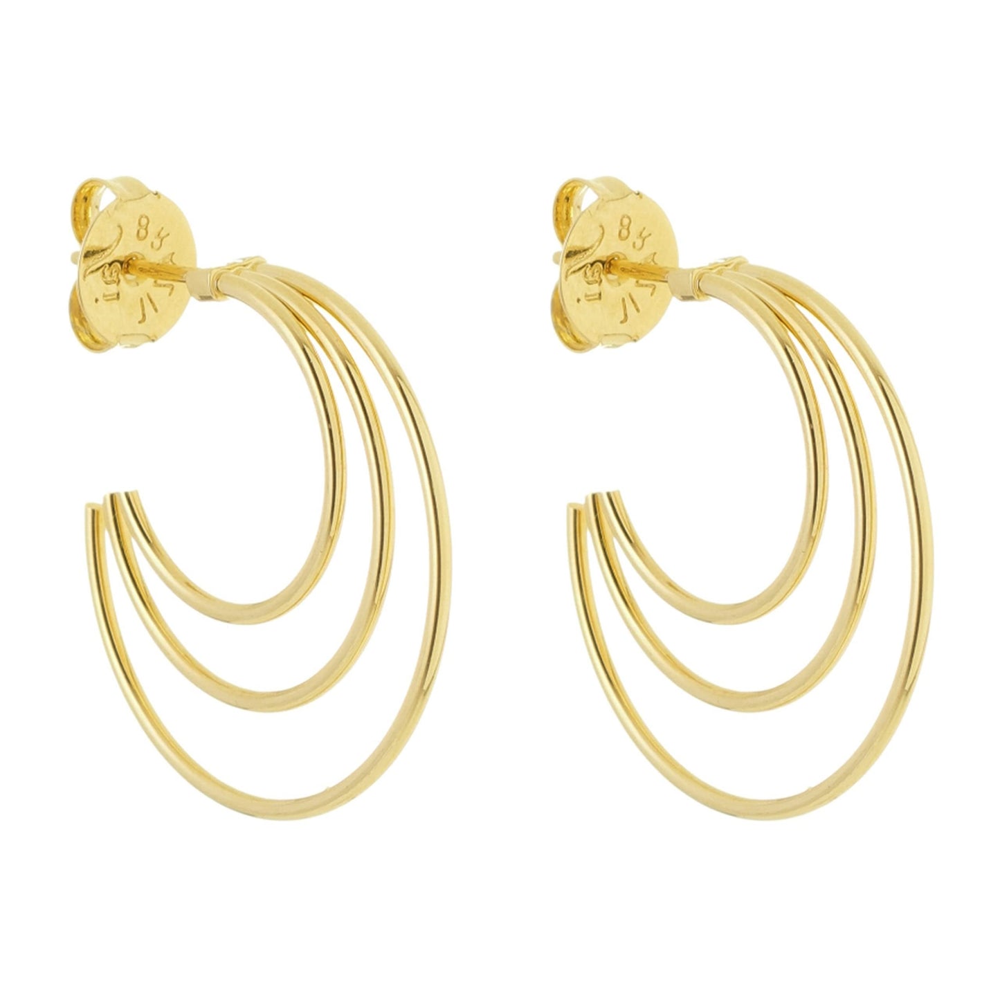 Gold Plated Triple Shiny Loop Earrings