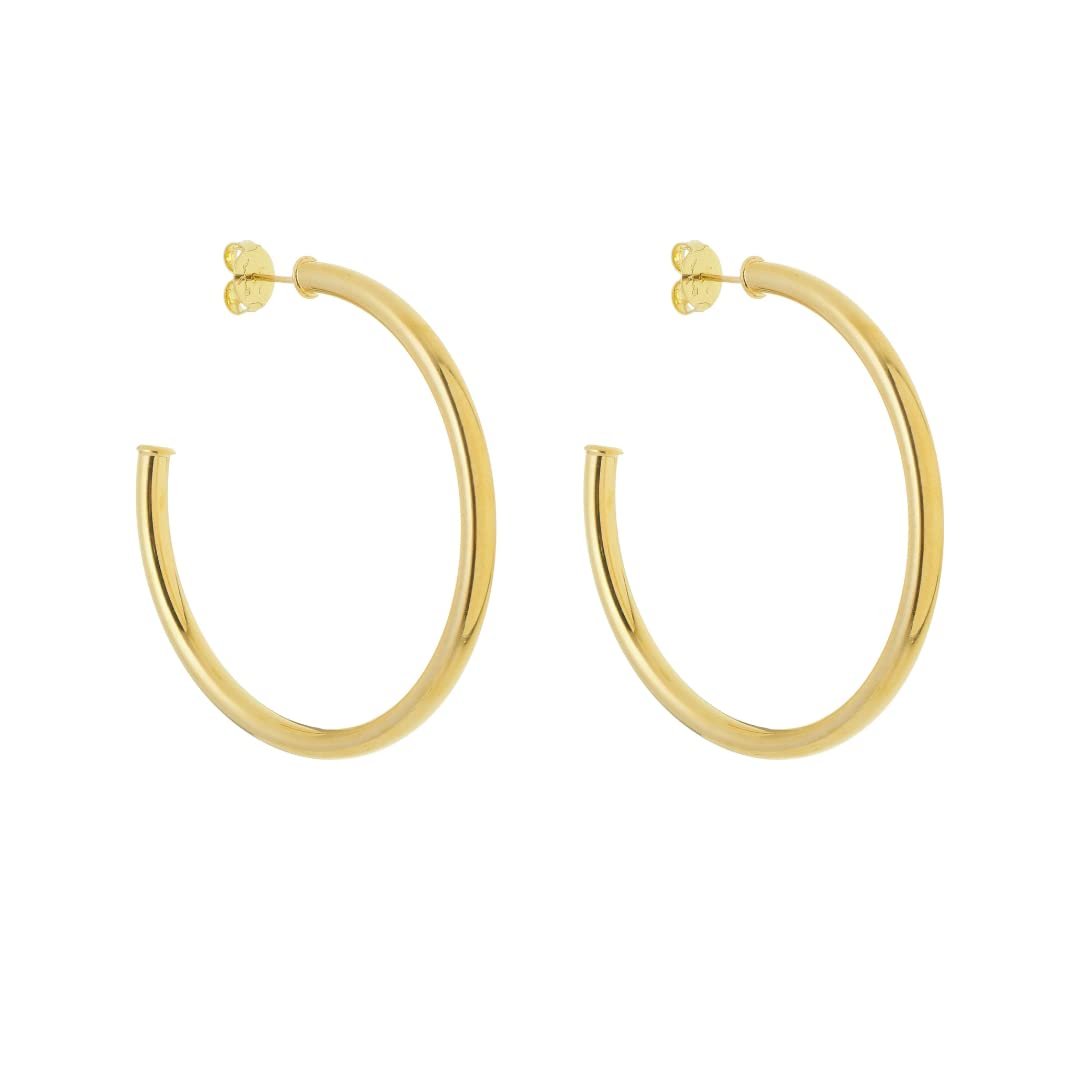 18K Yellow Gold-Plated Thick Three Quarter Hoop Earrings - Choice of Size