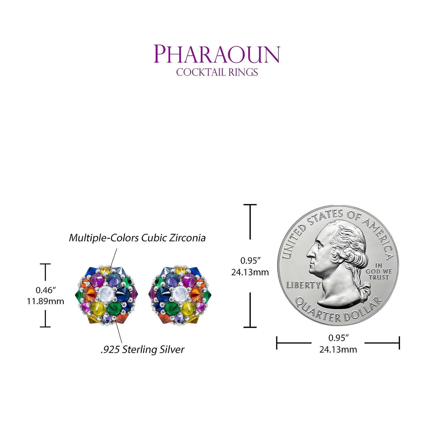 Pharaoun Perfect Bonbon Stud Earrings Collection. Choice of Stone Color and Metal