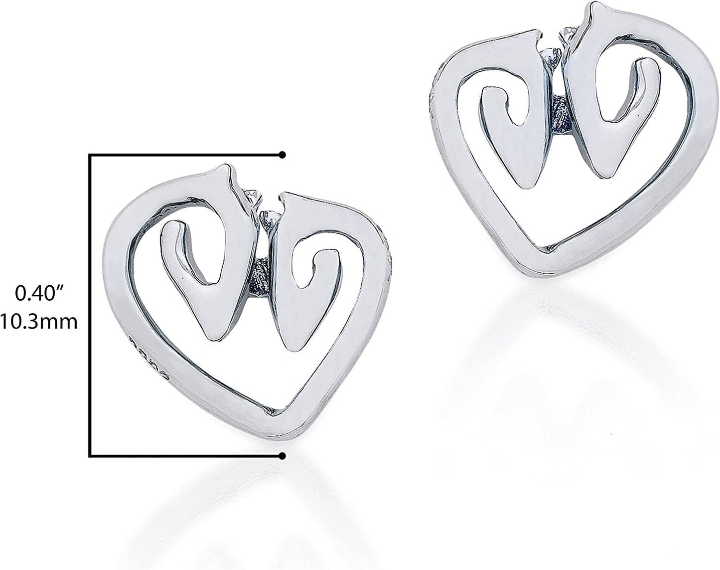 18KT "Horse Luv" 10MM Heart Stud Earrings in Choice of Metal