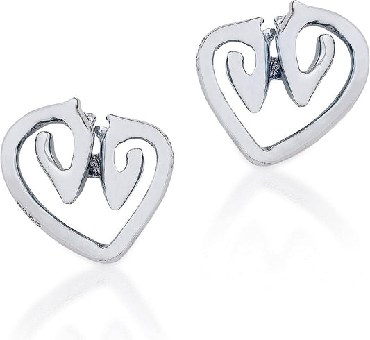 18KT "Horse Luv" 10MM Heart Stud Earrings in Choice of Metal