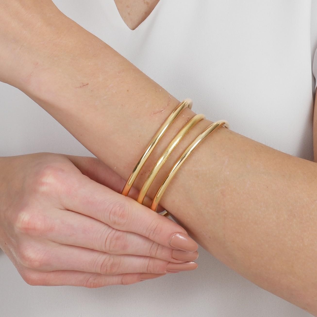 Gold Plated Bangle with Choice of Size (Small, medium, large) and Polished or Brushed Finish