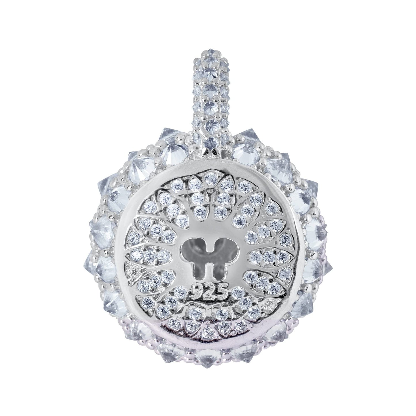 .925 Sterling Silver White Cubic Zirconia 1” Disco Petit Bonbon Cocktail Charm Pendant - Choice of Metal Color